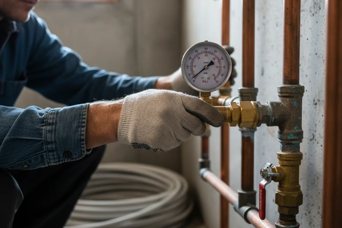 Pressure testing a repaired line during Water Line Repair in Hooper